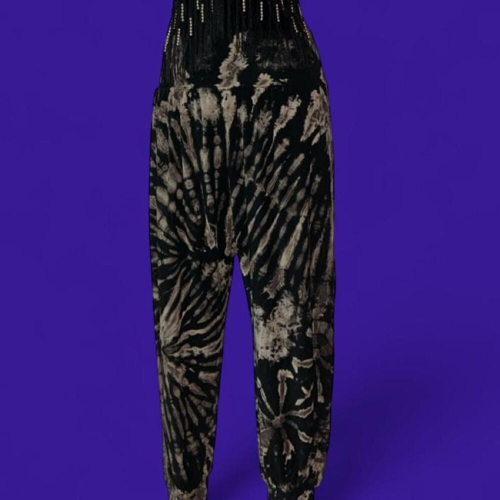 Kathmandu Black Gray Tie Dye Harem Pants Boho Yoga